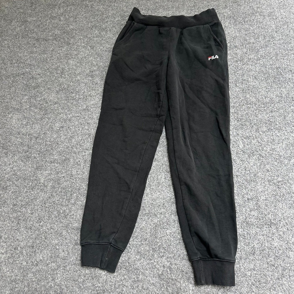 Fila Joggers Womens Size S Black Embroidered Logo Tapered Athletic Sweatpants